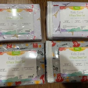 Kid Zone Sheet sets/ 1 twin/ 3 Full Size